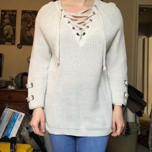 Lace up sweater